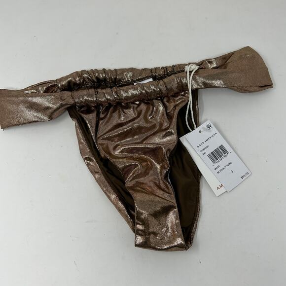 NEW! Good American Bikini Bottom Foil Ruched Mocha - 3 - Picture 3 of 6